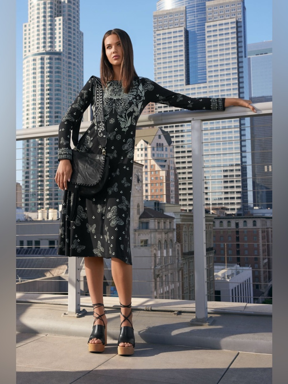 Johnny Was The Janie Favorite A-Line Dress Farfalla Joan Black Butterfly Floral - Picture 15 of 15